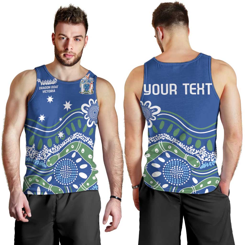 Personalised Australia Victoria Dragons Boat Men Tank Top Aussie Aboriginal Dot Style - Vibe Hoodie Shop