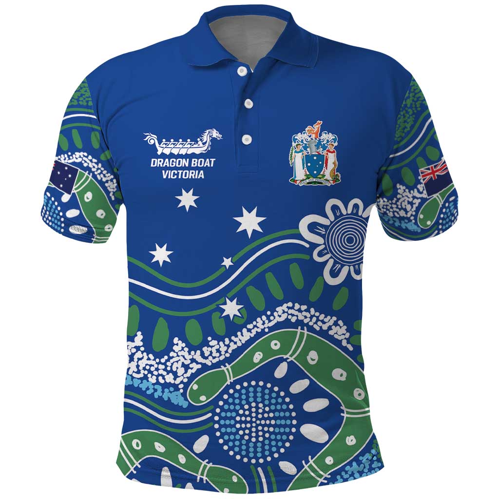 Personalised Australia Victoria Dragons Boat Polo Shirt Aussie Aboriginal Dot Style LT9 - Vibe Hoodie Shop