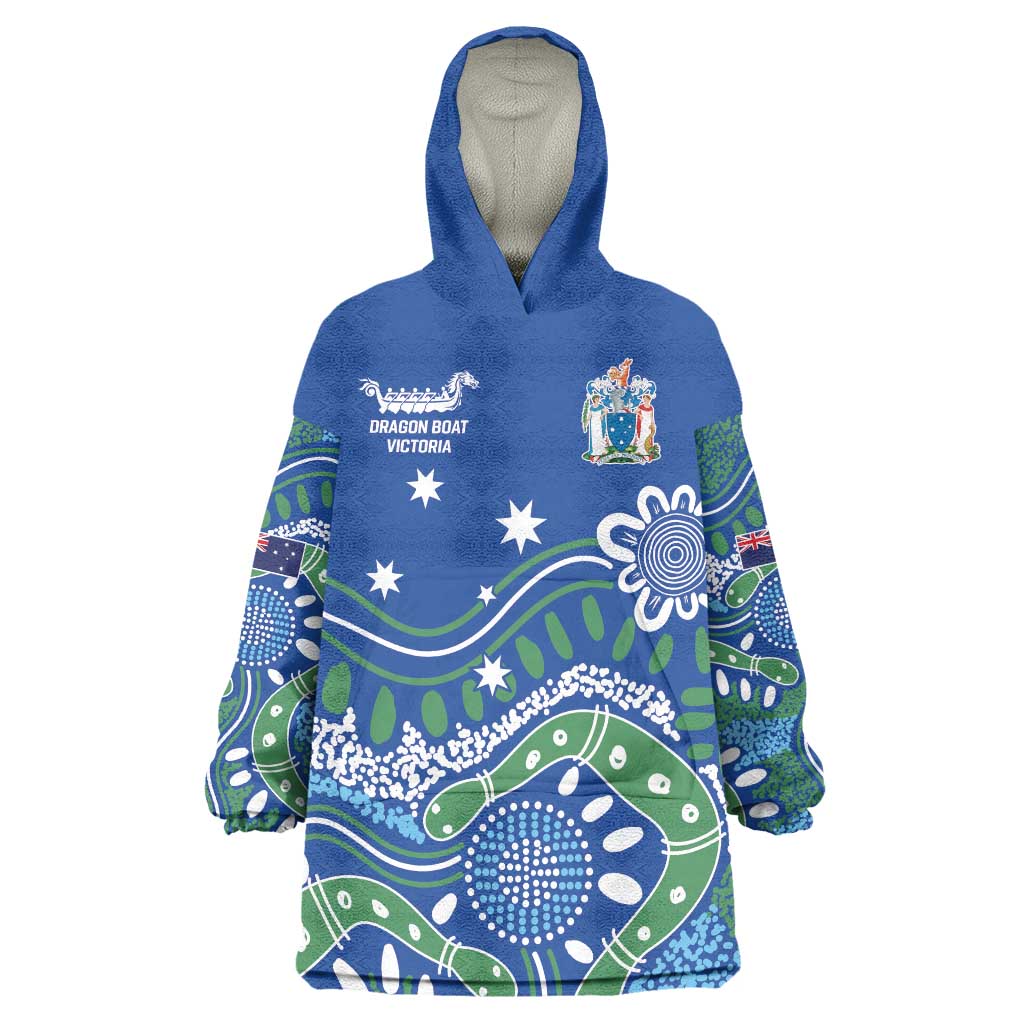 Personalised Australia Victoria Dragons Boat Wearable Blanket Hoodie Aussie Aboriginal Dot Style - Vibe Hoodie Shop