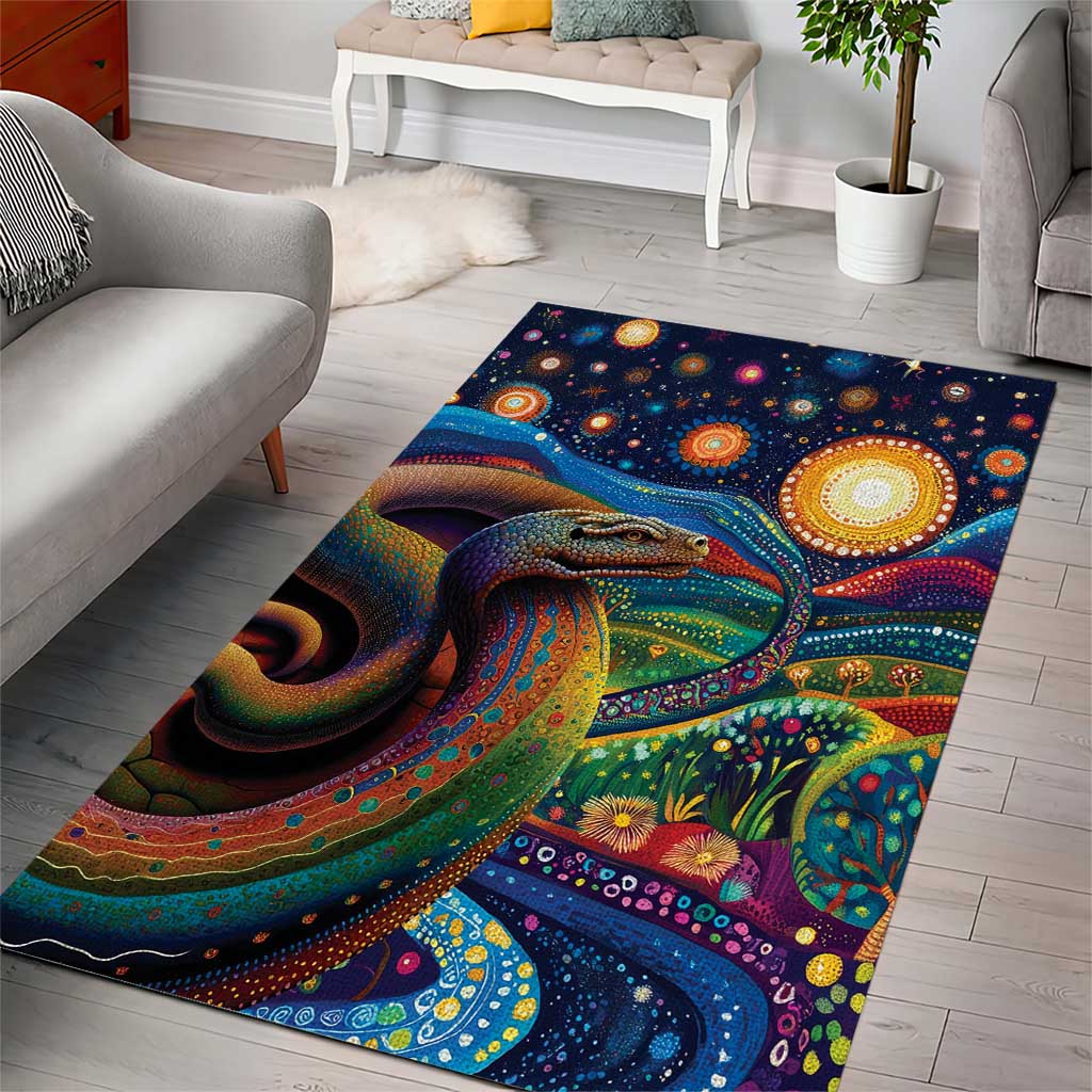 Aboriginal Dreamtime Rainbow Serpent Area Rug - Vibe Hoodie Shop