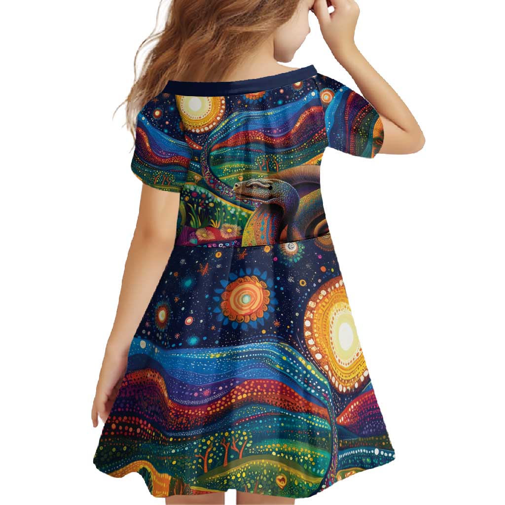 Aboriginal Dreamtime Rainbow Serpent Family Matching Long Sleeve Bodycon Dress and Hawaiian Shirt