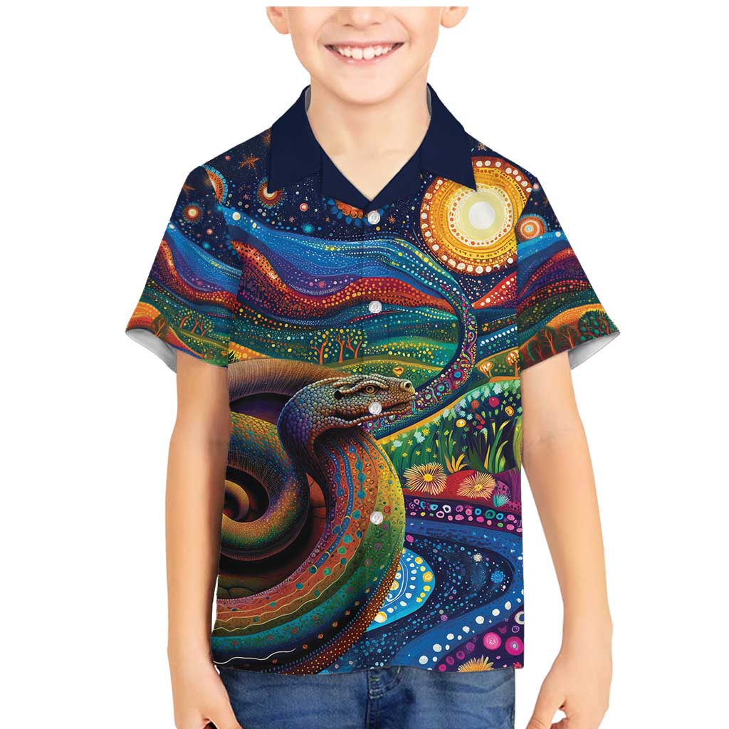 Aboriginal Dreamtime Rainbow Serpent Family Matching Mermaid Dress and Hawaiian Shirt