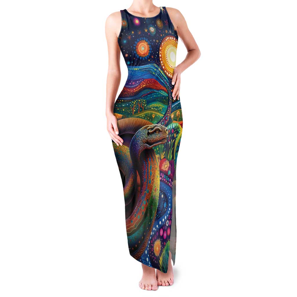 Aboriginal Dreamtime Rainbow Serpent Family Matching Tank Maxi Dress and Hawaiian Shirt