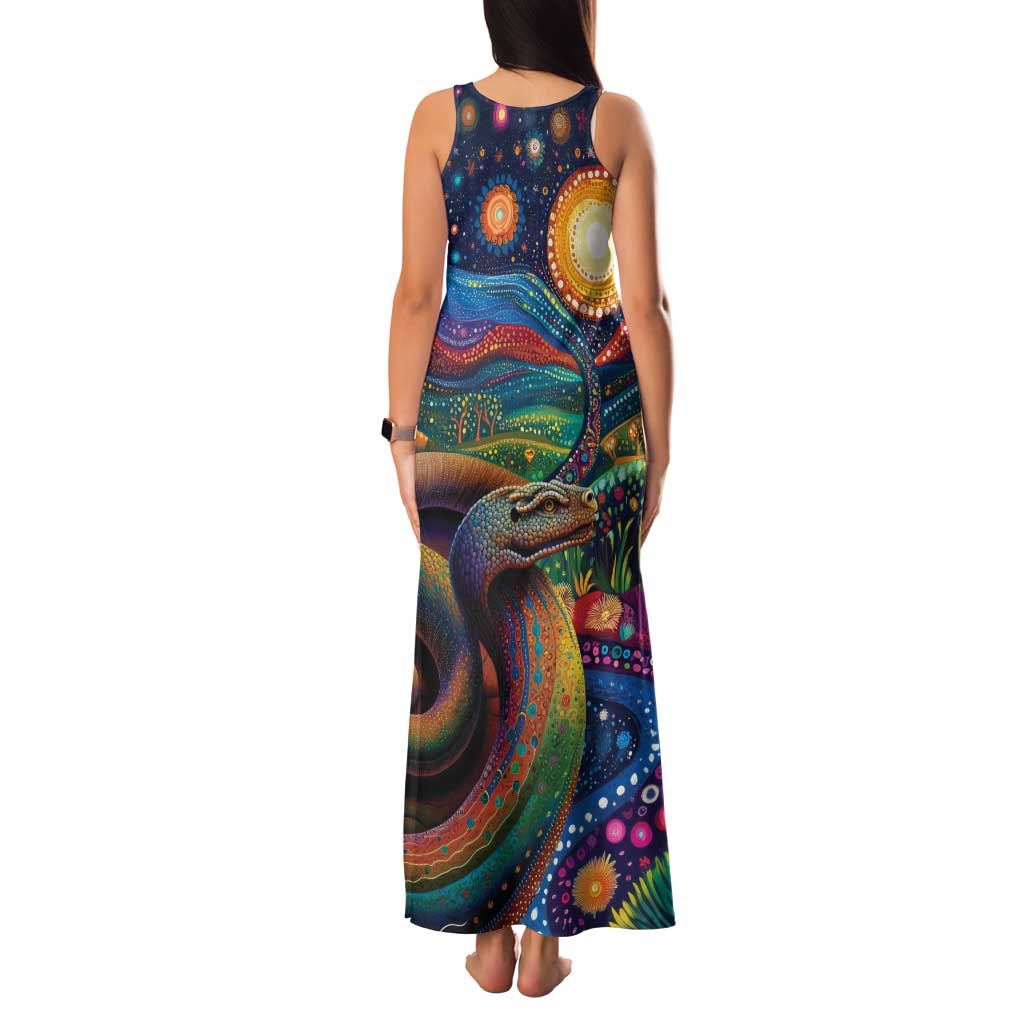 Aboriginal Dreamtime Rainbow Serpent Family Matching Tank Maxi Dress and Hawaiian Shirt