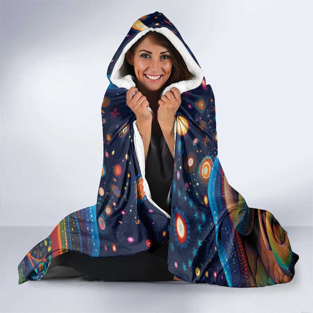 Aboriginal Dreamtime Rainbow Serpent Hooded Blanket