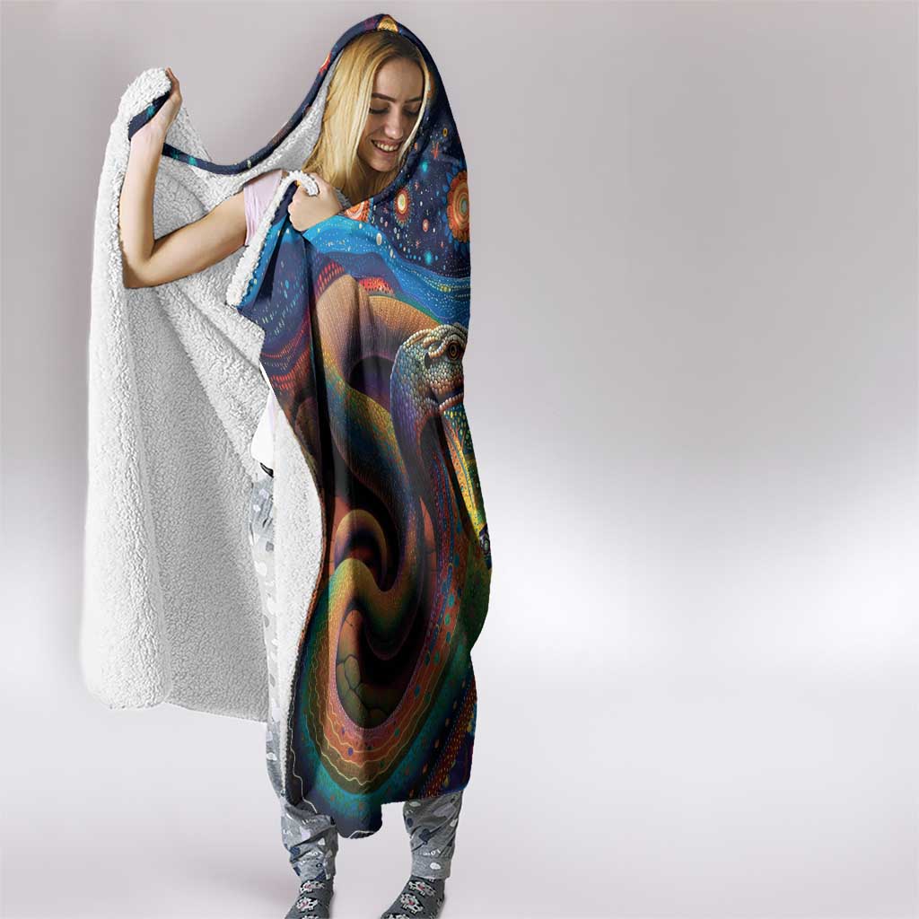 Aboriginal Dreamtime Rainbow Serpent Hooded Blanket