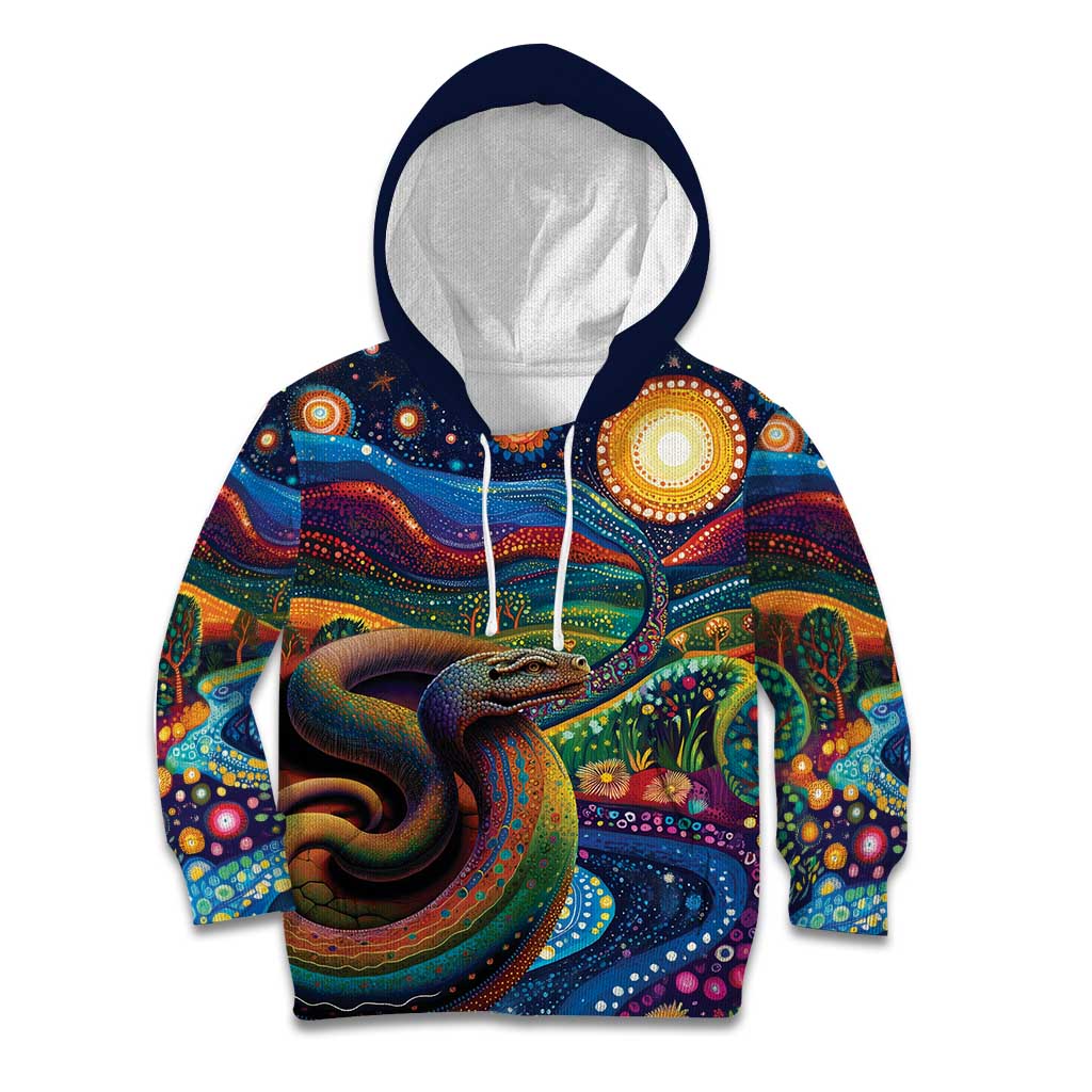 Aboriginal Dreamtime Rainbow Serpent Kid Hoodie - Vibe Hoodie Shop