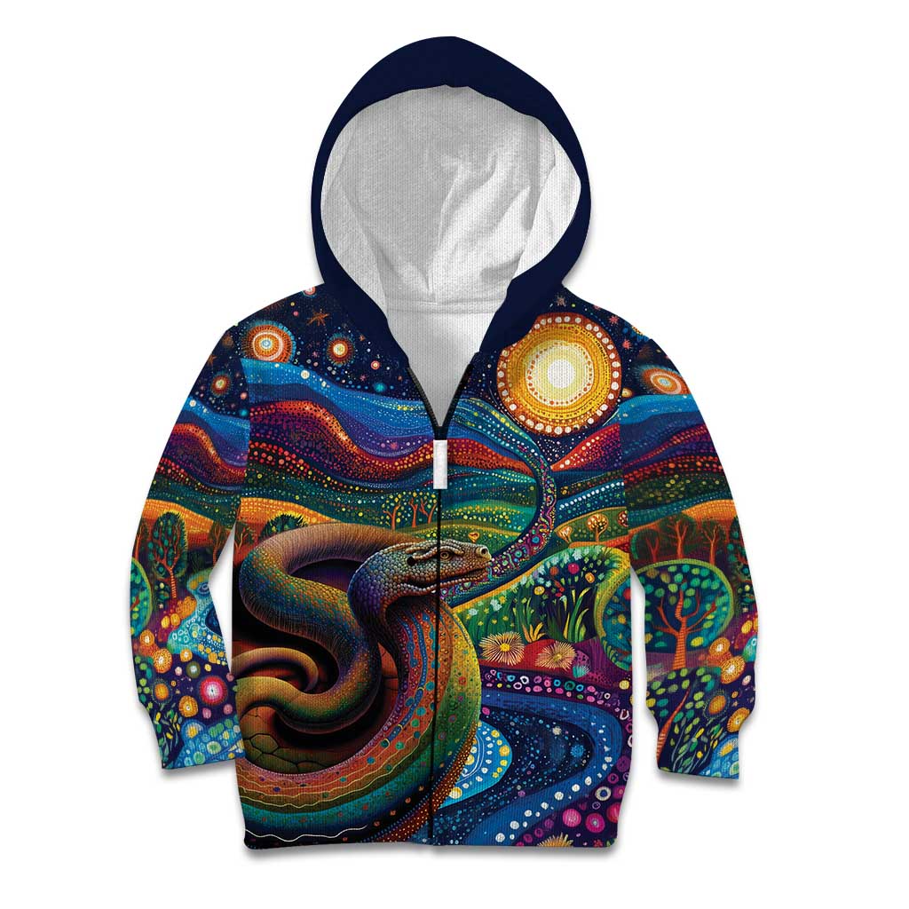 Aboriginal Dreamtime Rainbow Serpent Kid Hoodie - Vibe Hoodie Shop