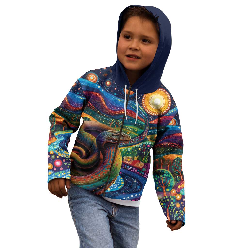 Aboriginal Dreamtime Rainbow Serpent Kid Hoodie - Vibe Hoodie Shop