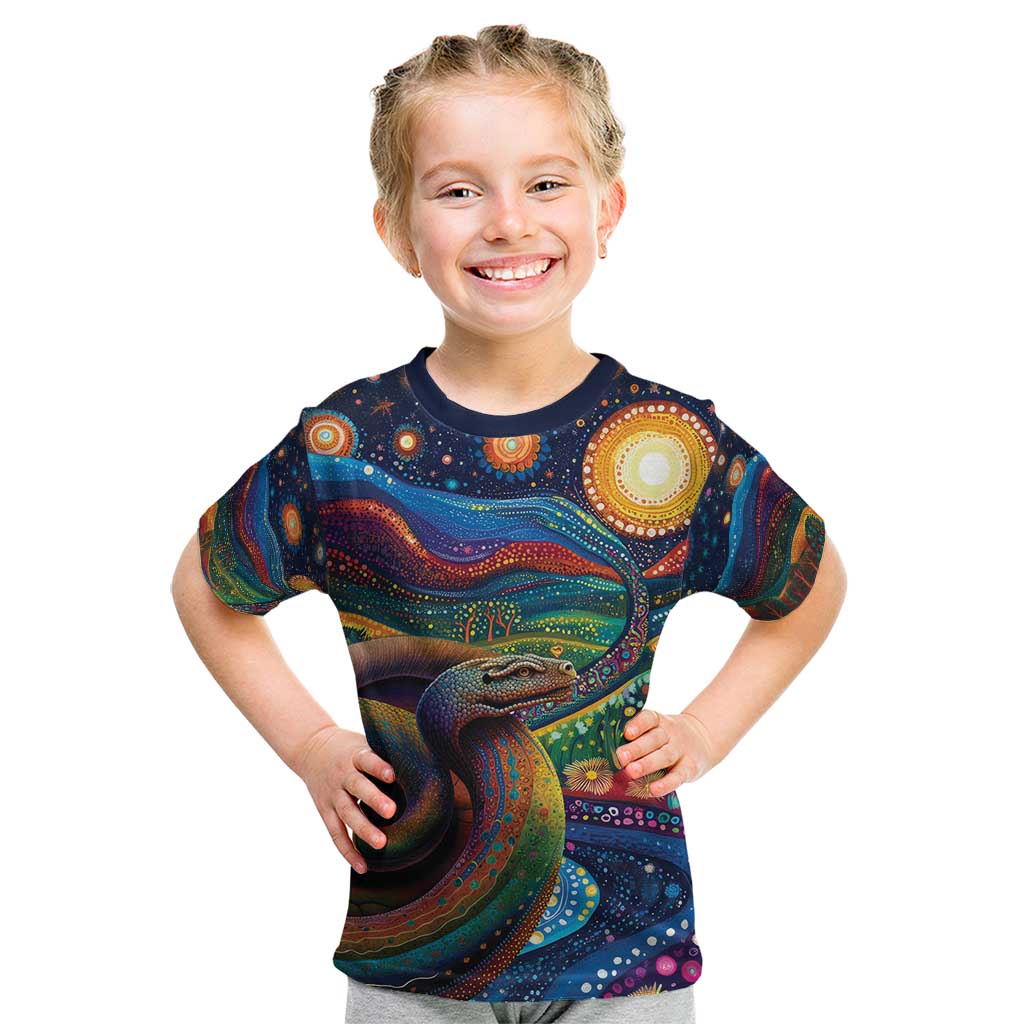 Aboriginal Dreamtime Rainbow Serpent Kid T Shirt - Vibe Hoodie Shop