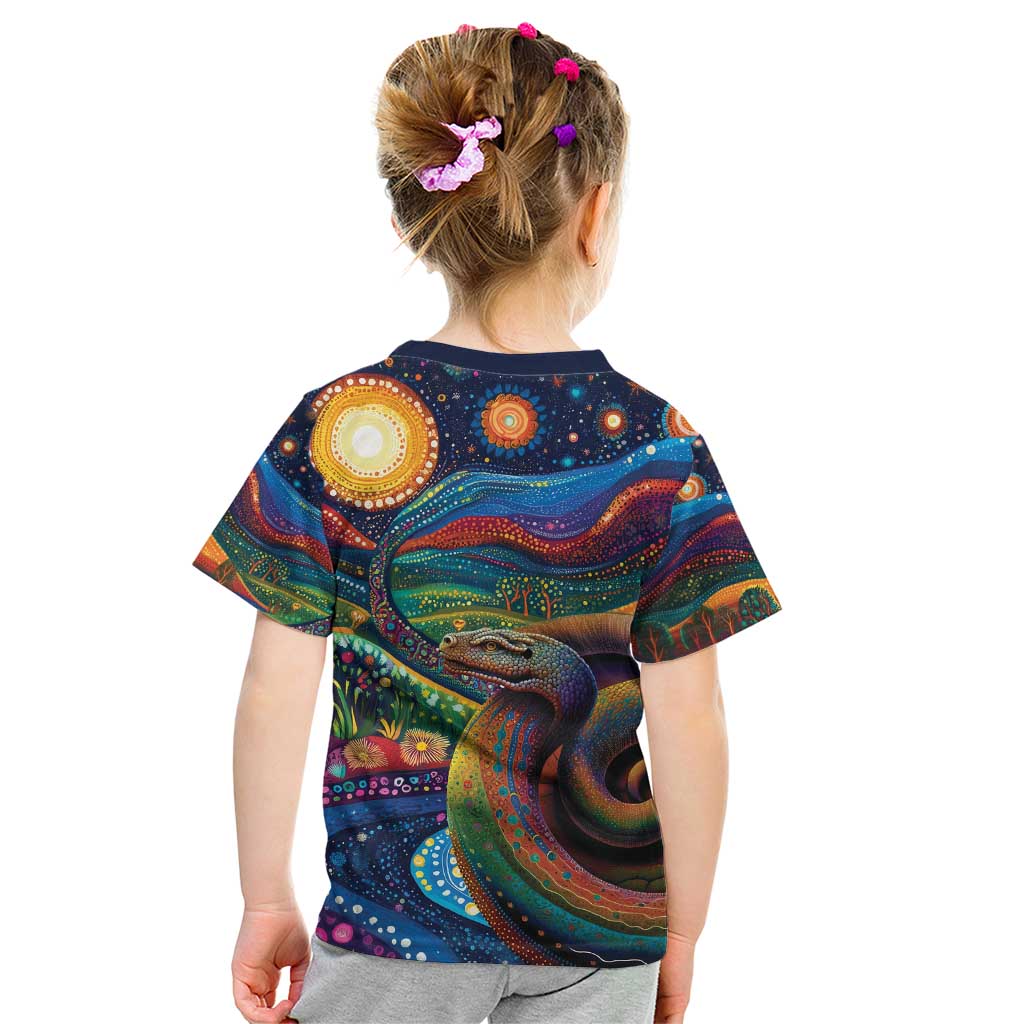 Aboriginal Dreamtime Rainbow Serpent Kid T Shirt - Vibe Hoodie Shop