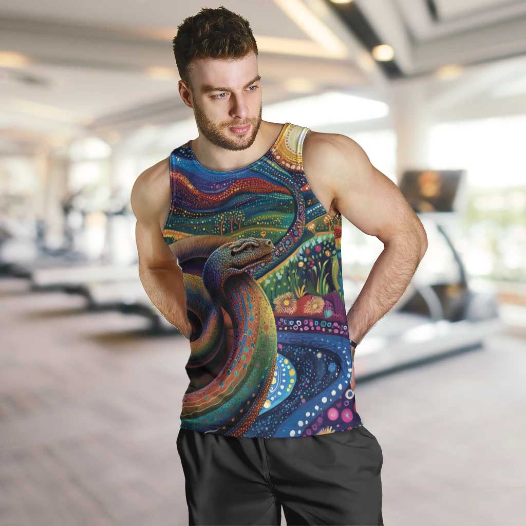 Aboriginal Dreamtime Rainbow Serpent Men Tank Top - Vibe Hoodie Shop