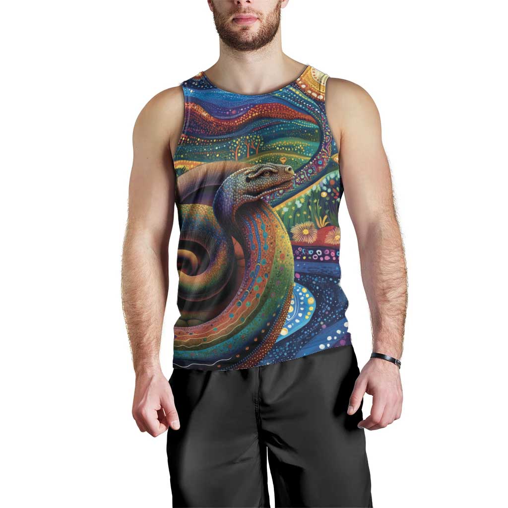 Aboriginal Dreamtime Rainbow Serpent Men Tank Top - Vibe Hoodie Shop