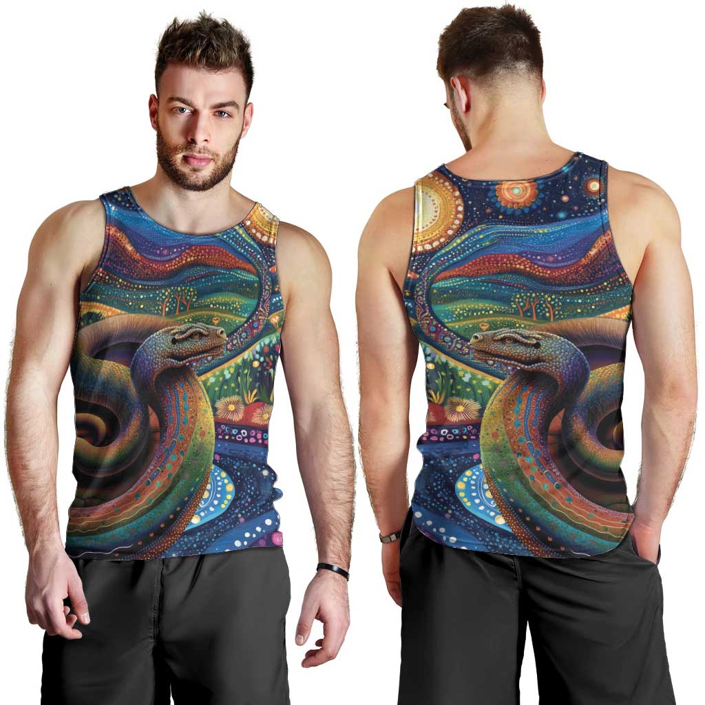 Aboriginal Dreamtime Rainbow Serpent Men Tank Top - Vibe Hoodie Shop