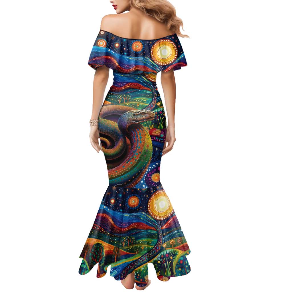 Aboriginal Dreamtime Rainbow Serpent Mermaid Dress