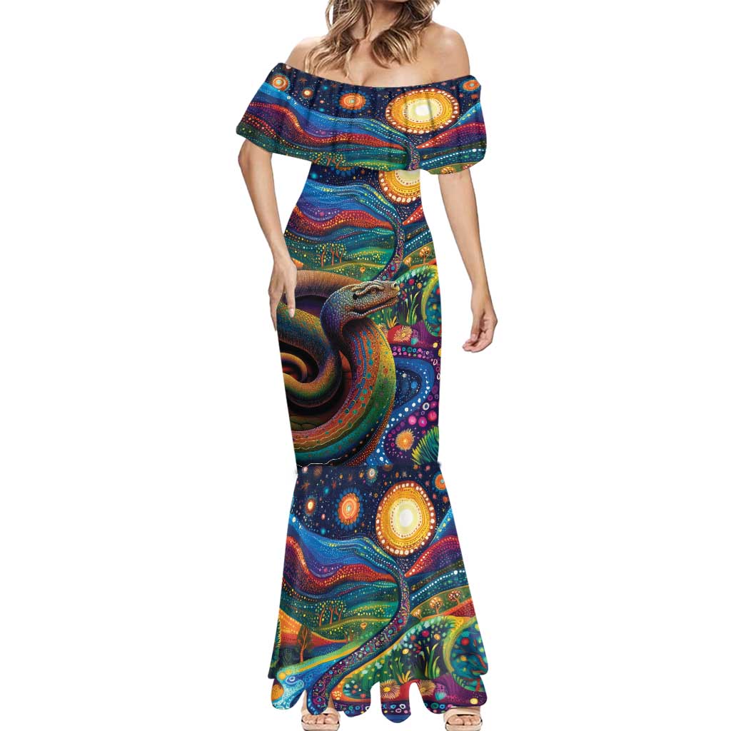 Aboriginal Dreamtime Rainbow Serpent Mermaid Dress