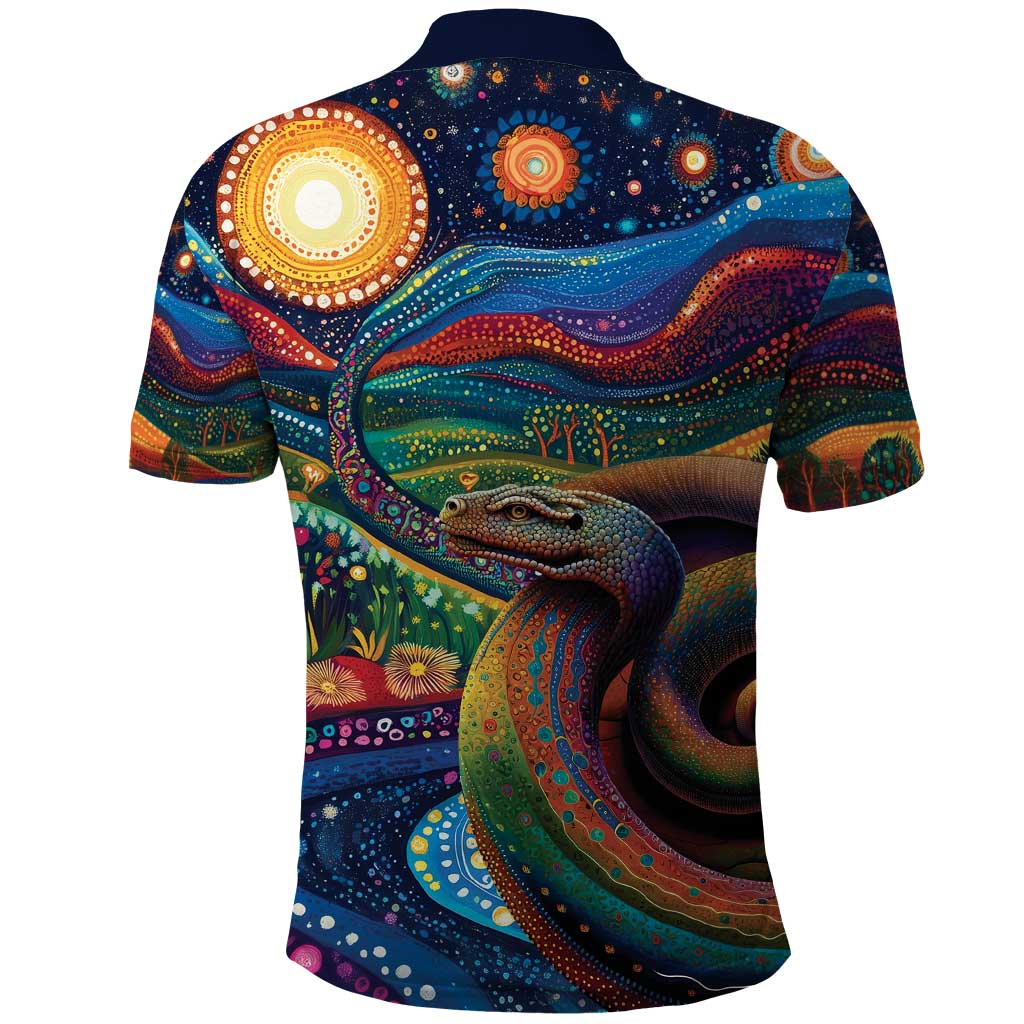 Aboriginal Dreamtime Rainbow Serpent Polo Shirt LT9 - Vibe Hoodie Shop