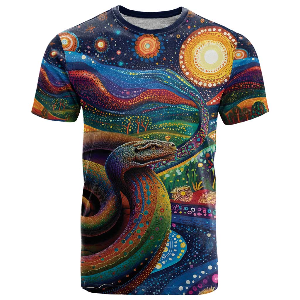 Aboriginal Dreamtime Rainbow Serpent T Shirt LT9 - Vibe Hoodie Shop