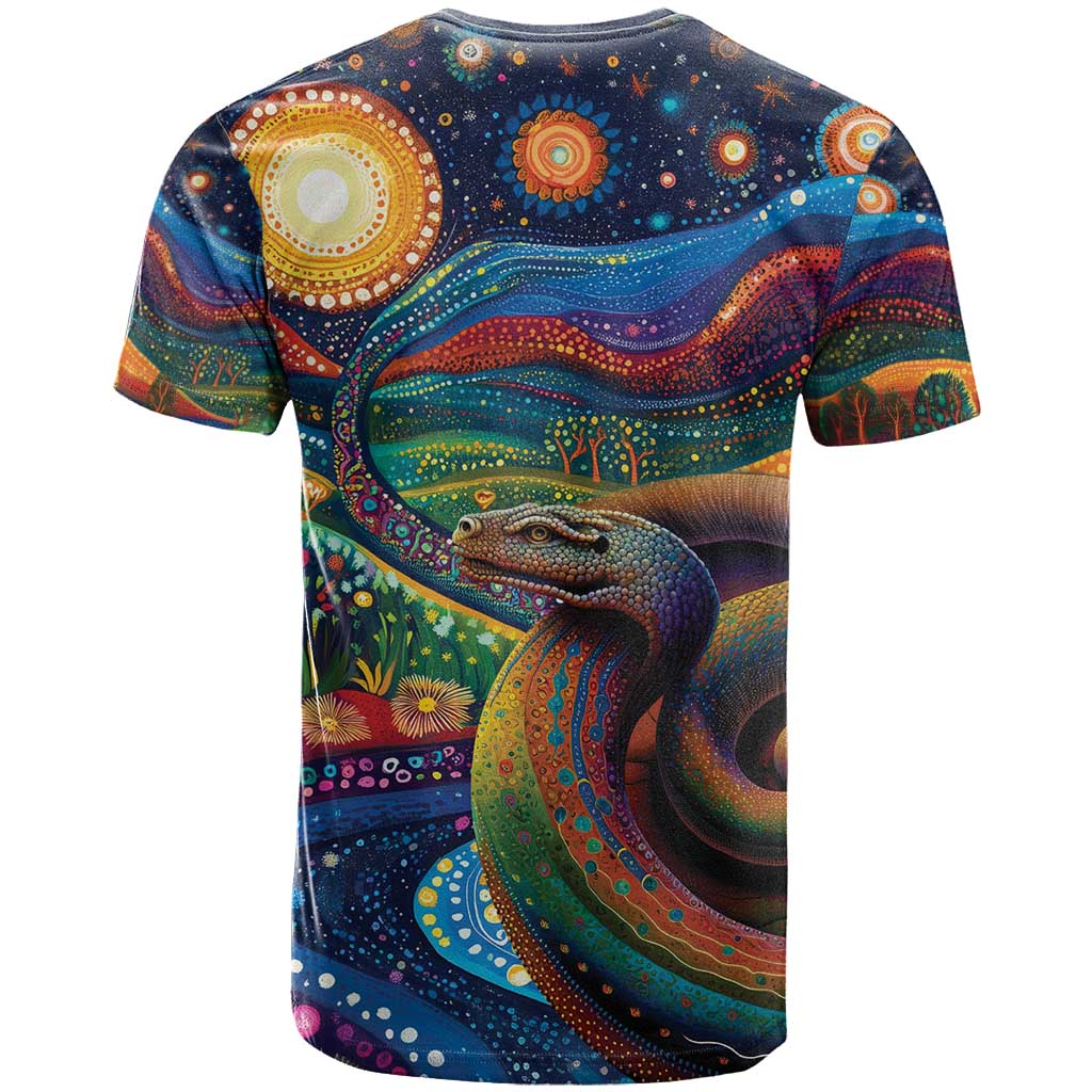 Aboriginal Dreamtime Rainbow Serpent T Shirt LT9 - Vibe Hoodie Shop