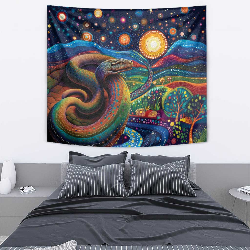 Aboriginal Dreamtime Rainbow Serpent Tapestry - Vibe Hoodie Shop