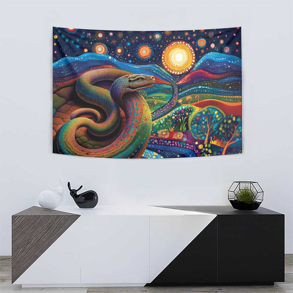 Aboriginal Dreamtime Rainbow Serpent Tapestry - Vibe Hoodie Shop