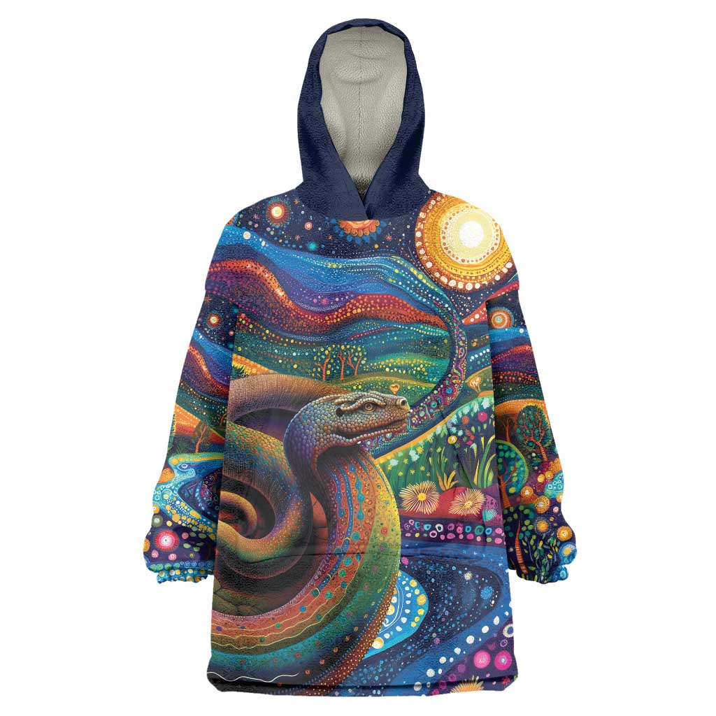 Aboriginal Dreamtime Rainbow Serpent Wearable Blanket Hoodie - Vibe Hoodie Shop