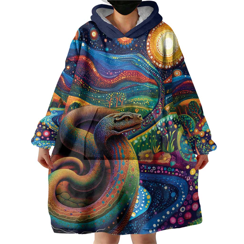 Aboriginal Dreamtime Rainbow Serpent Wearable Blanket Hoodie - Vibe Hoodie Shop