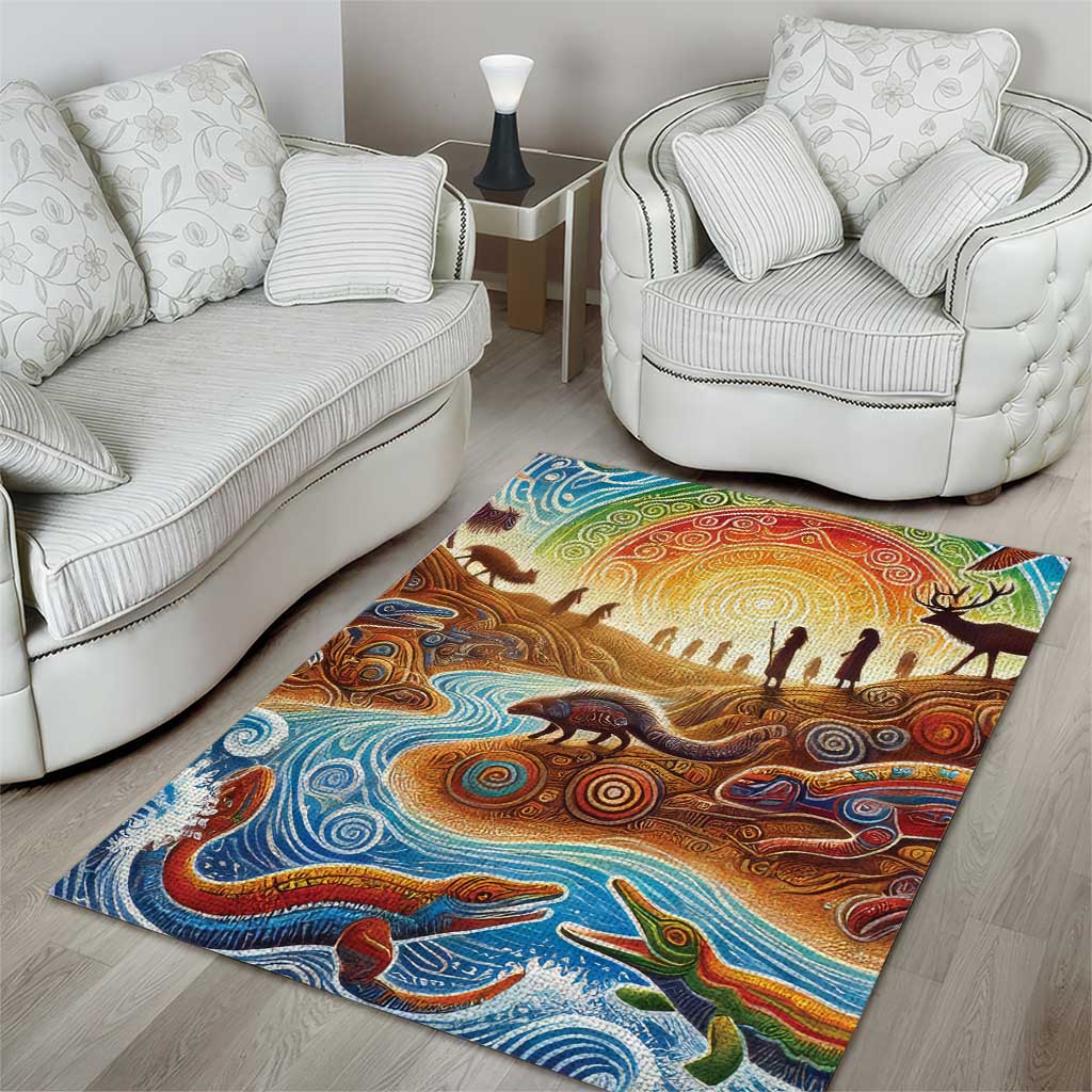 Aboriginal Dreamtime Animals Stories Area Rug - Vibe Hoodie Shop