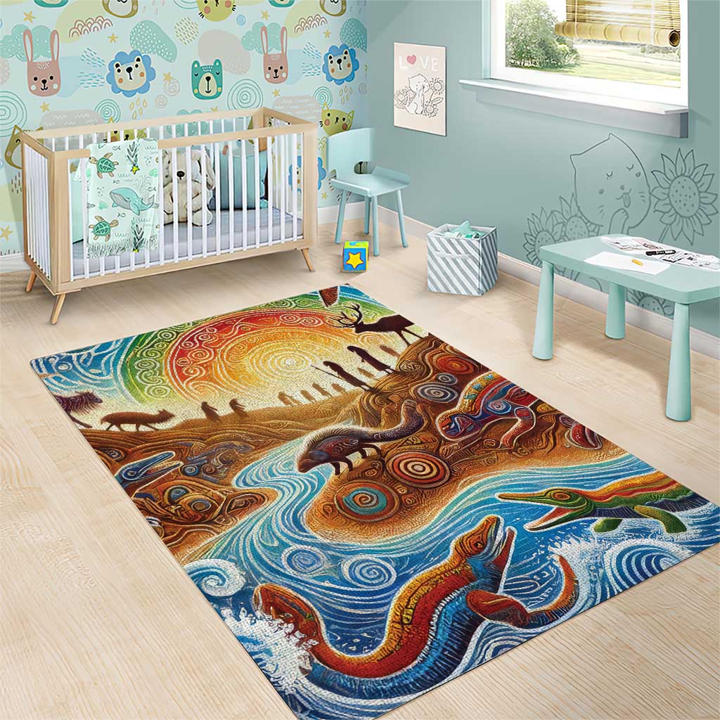 Aboriginal Dreamtime Animals Stories Area Rug - Vibe Hoodie Shop