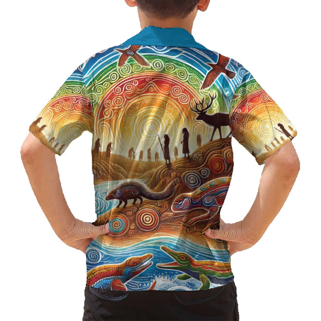 Aboriginal Dreamtime Animals Stories Family Matching Long Sleeve Bodycon Dress and Hawaiian Shirt