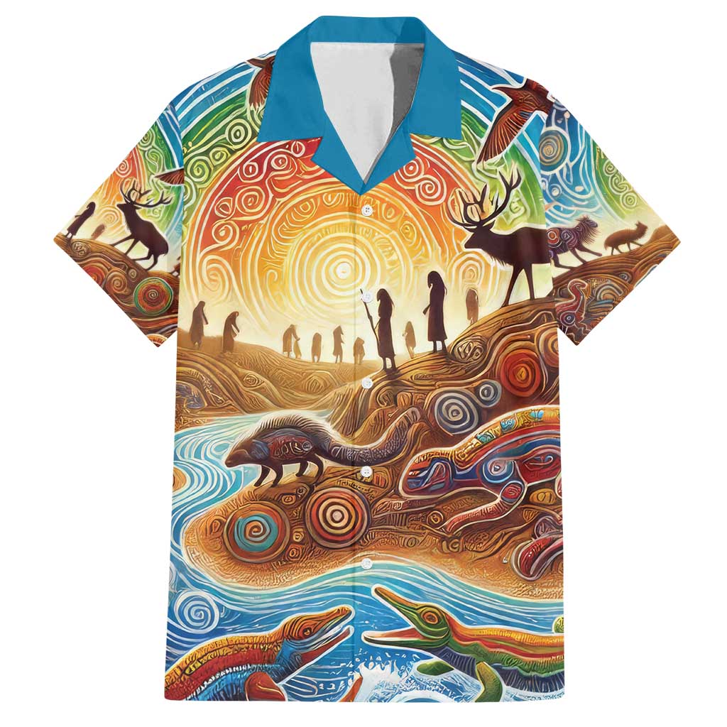 Aboriginal Dreamtime Animals Stories Family Matching Long Sleeve Bodycon Dress and Hawaiian Shirt