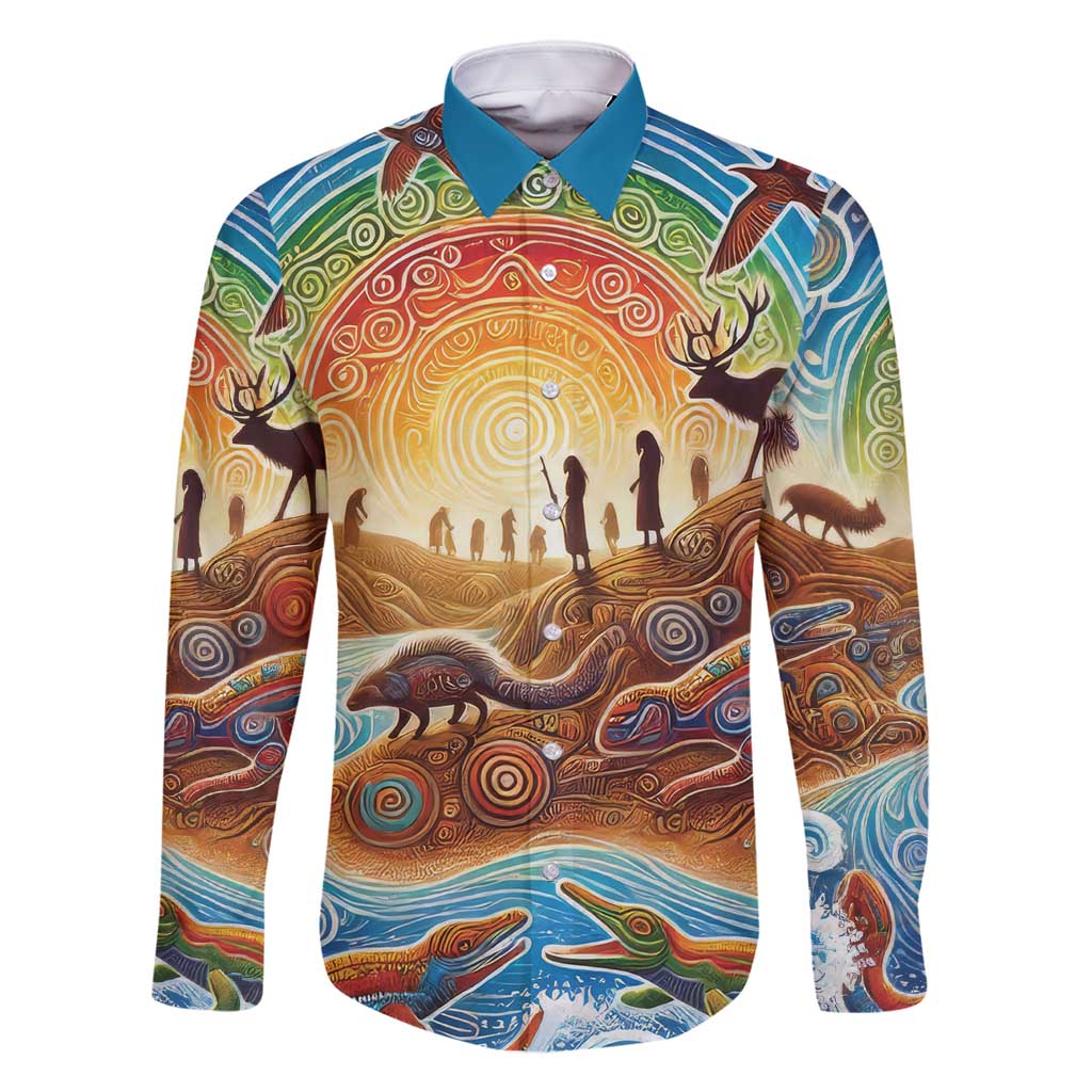 Aboriginal Dreamtime Animals Stories Family Matching Long Sleeve Bodycon Dress and Hawaiian Shirt