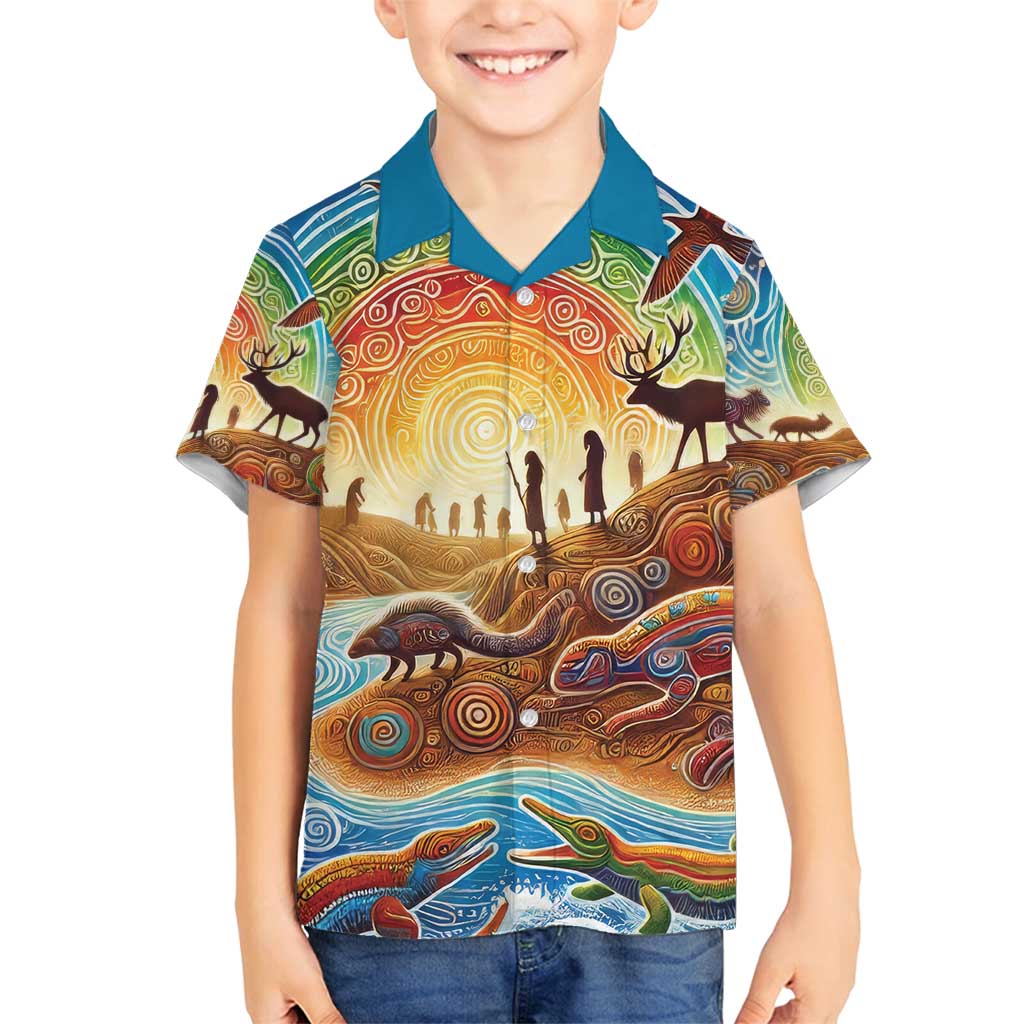 Aboriginal Dreamtime Animals Stories Family Matching Long Sleeve Bodycon Dress and Hawaiian Shirt