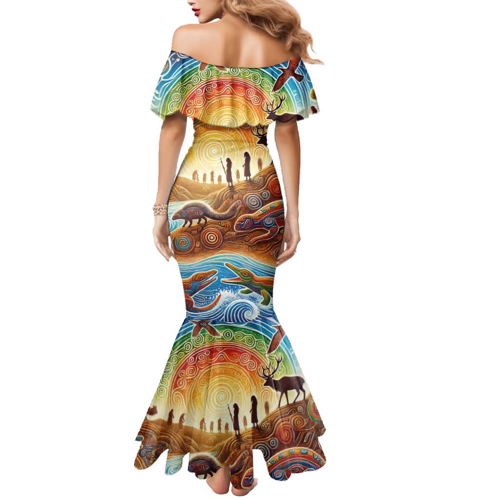 Aboriginal Dreamtime Animals Stories Family Matching Mermaid Dress and Hawaiian Shirt