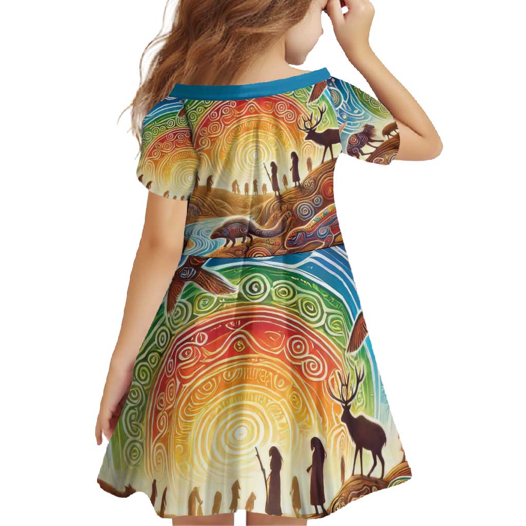 Aboriginal Dreamtime Animals Stories Family Matching Off Shoulder Maxi Dress and Hawaiian Shirt