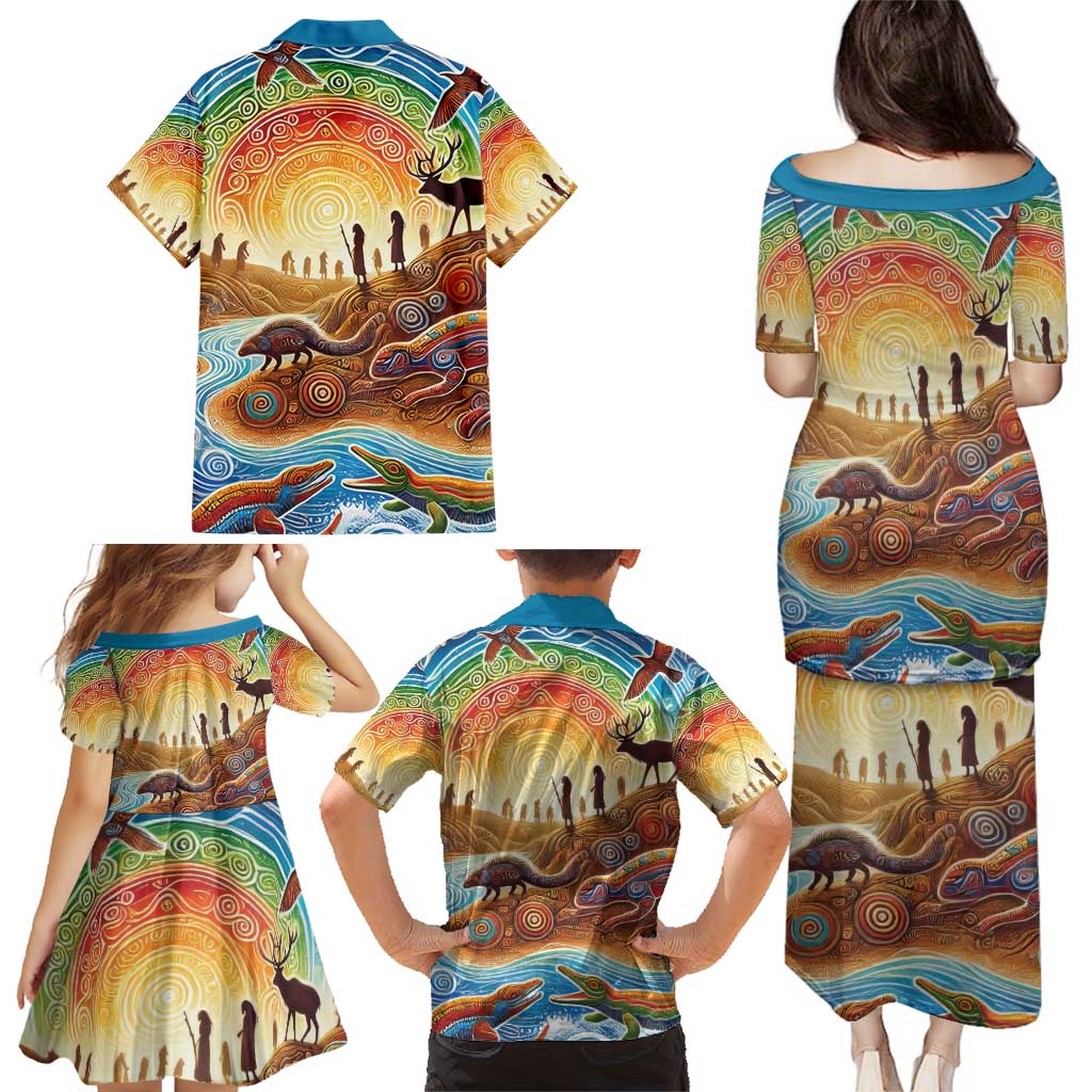 Aboriginal Dreamtime Animals Stories Family Matching Puletasi and Hawaiian Shirt