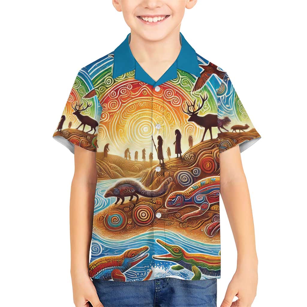 Aboriginal Dreamtime Animals Stories Family Matching Short Sleeve Bodycon Dress and Hawaiian Shirt