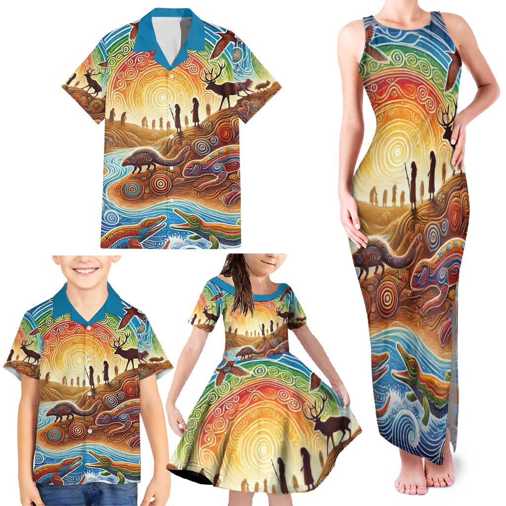 Aboriginal Dreamtime Animals Stories Family Matching Tank Maxi Dress and Hawaiian Shirt