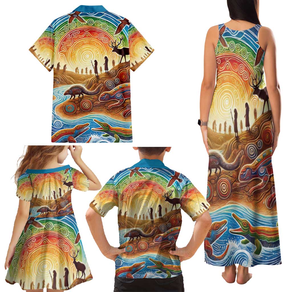 Aboriginal Dreamtime Animals Stories Family Matching Tank Maxi Dress and Hawaiian Shirt