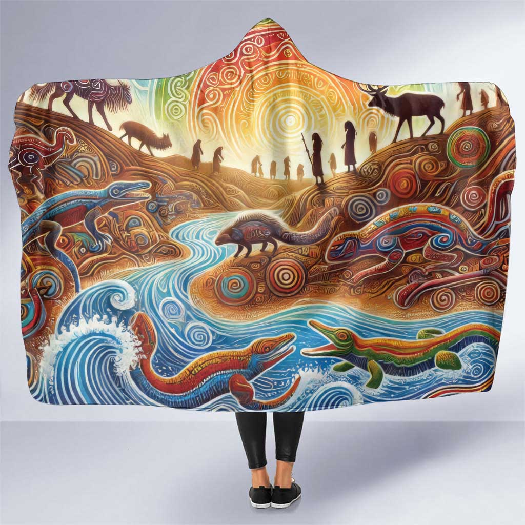 Aboriginal Dreamtime Animals Stories Hooded Blanket