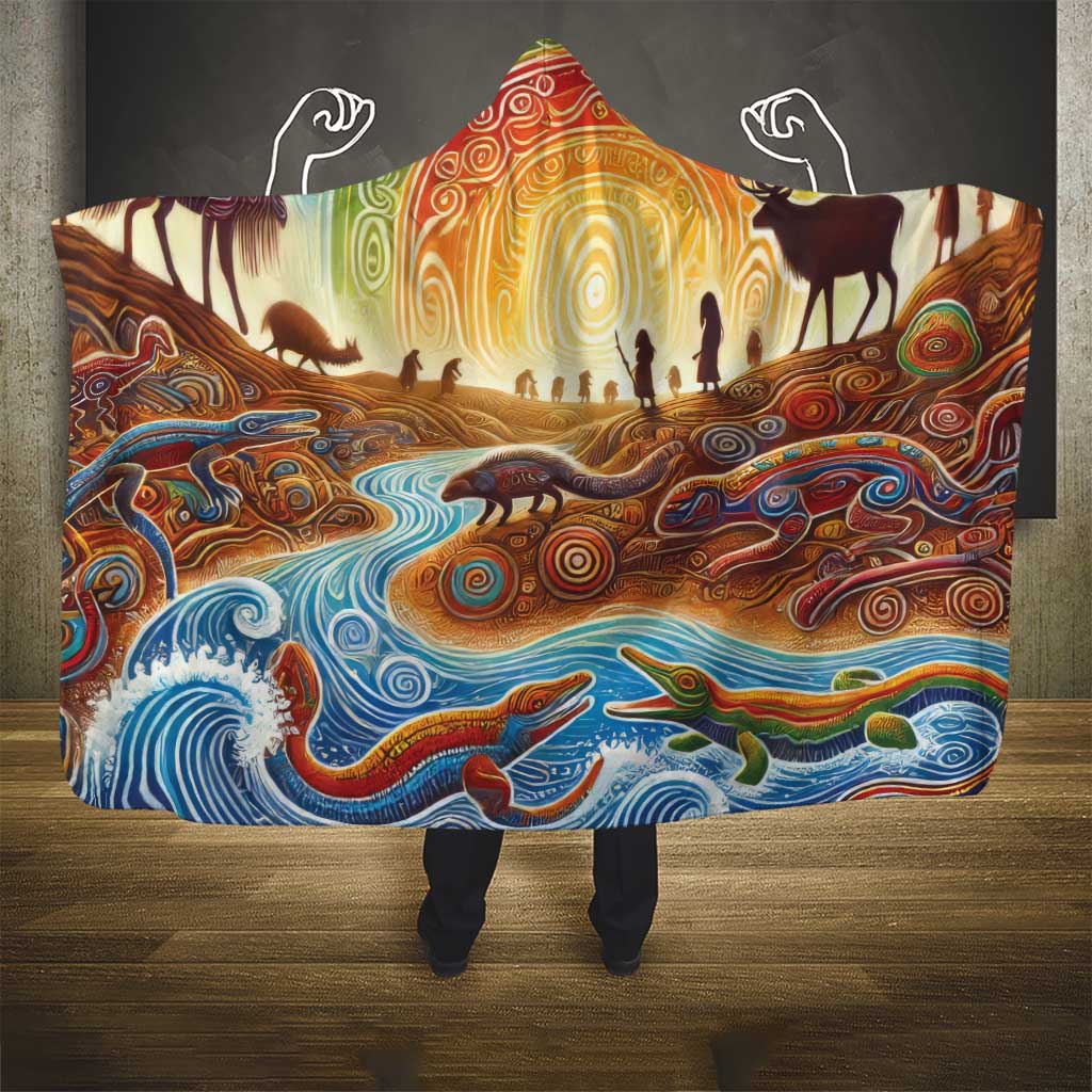 Aboriginal Dreamtime Animals Stories Hooded Blanket