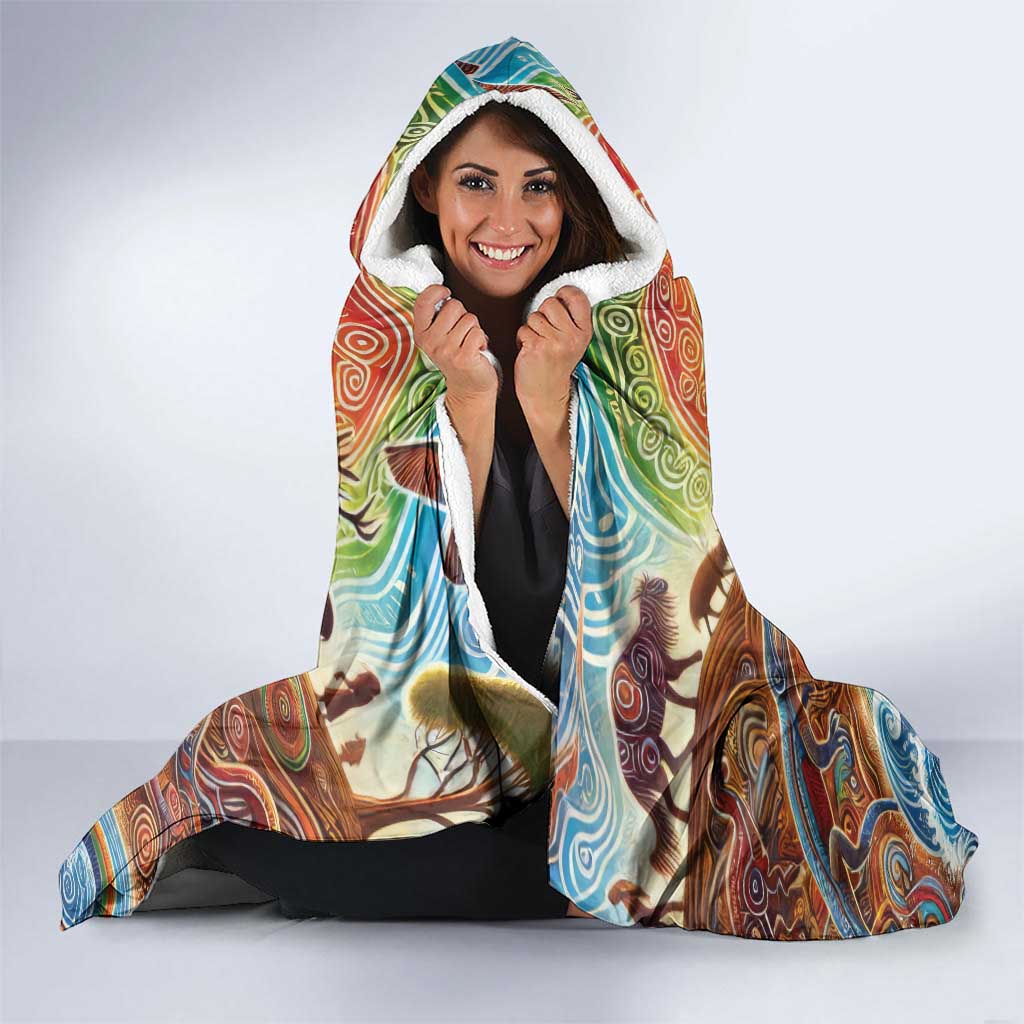 Aboriginal Dreamtime Animals Stories Hooded Blanket
