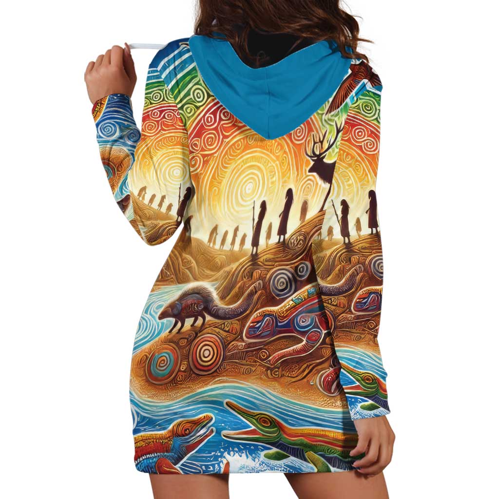 Aboriginal Dreamtime Animals Stories Hoodie Dress - Vibe Hoodie Shop