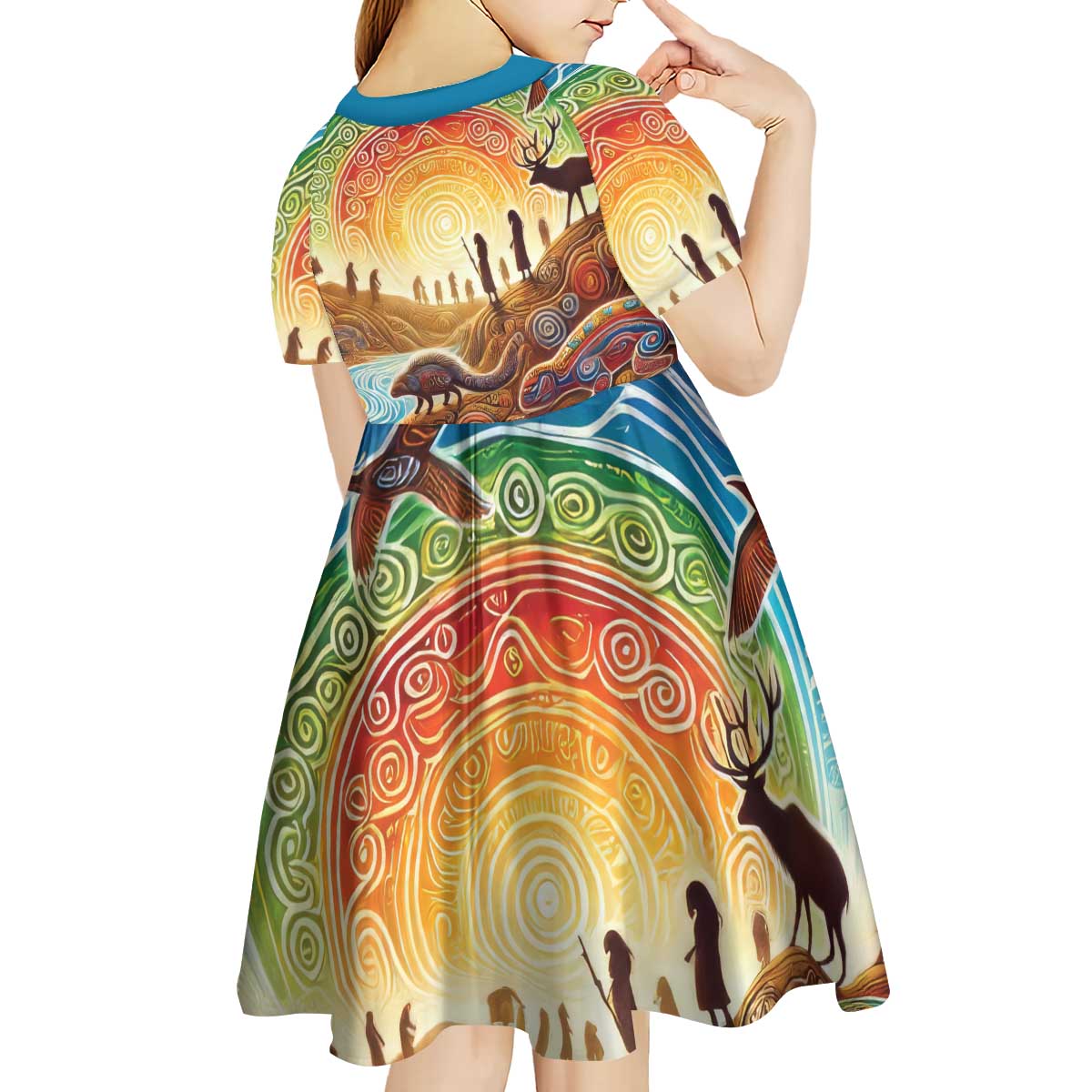 Aboriginal Dreamtime Animals Stories Kid Short Sleeve Dress - Vibe Hoodie Shop