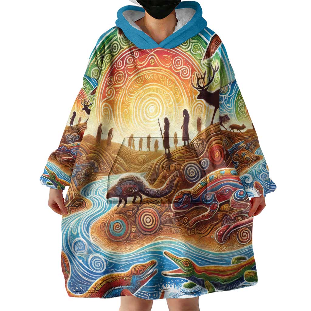 Aboriginal Dreamtime Animals Stories Wearable Blanket Hoodie - Vibe Hoodie Shop