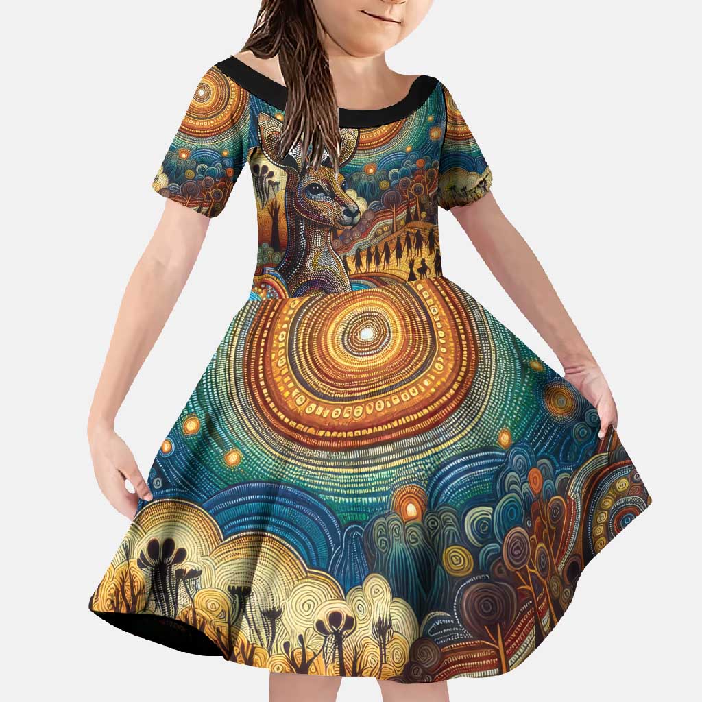 Aboriginal Dreamtime Stories Land Family Matching Long Sleeve Bodycon Dress and Hawaiian Shirt