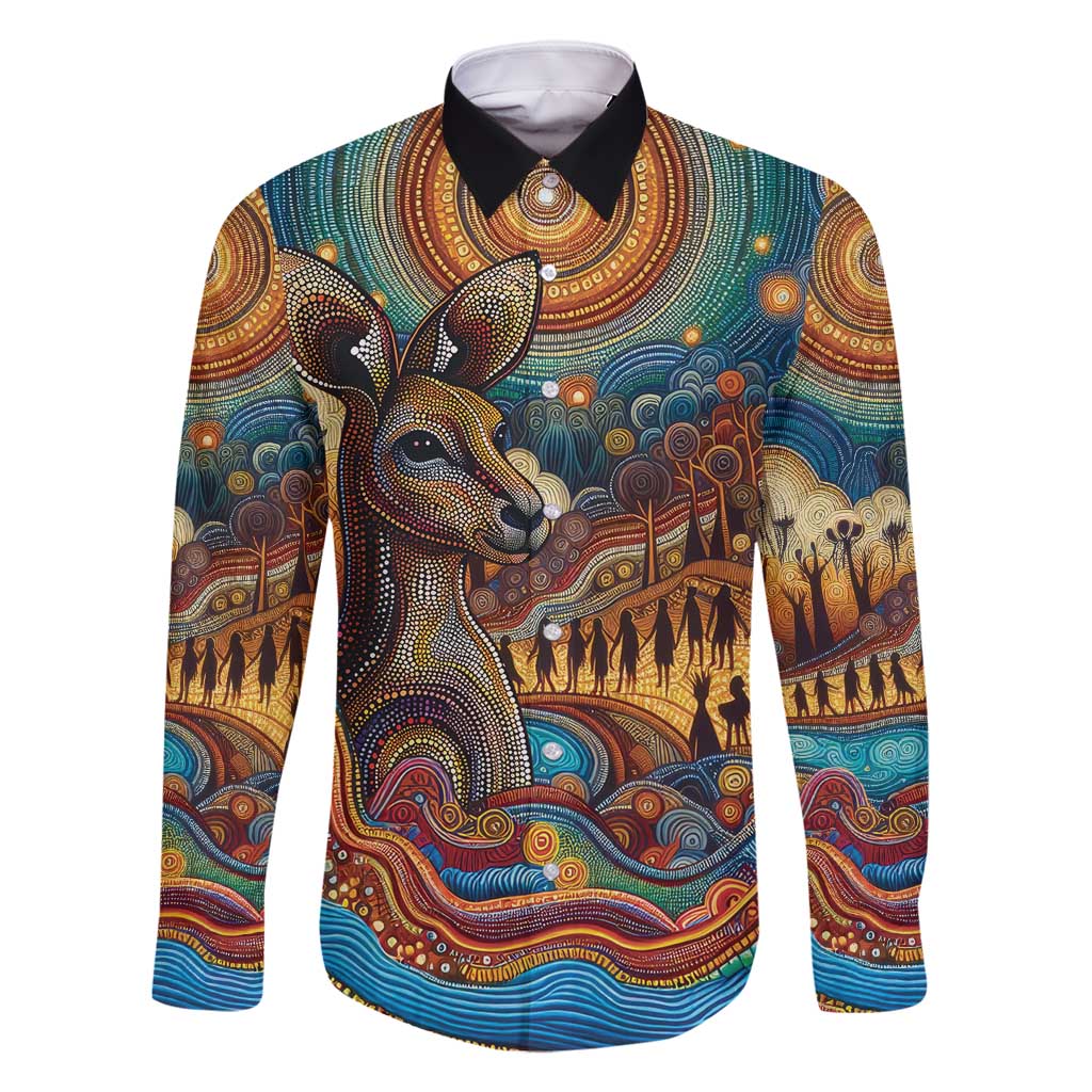 Aboriginal Dreamtime Stories Land Family Matching Long Sleeve Bodycon Dress and Hawaiian Shirt