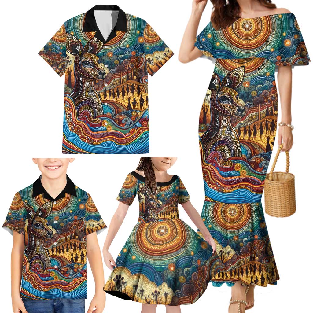 Aboriginal Dreamtime Stories Land Family Matching Mermaid Dress and Hawaiian Shirt