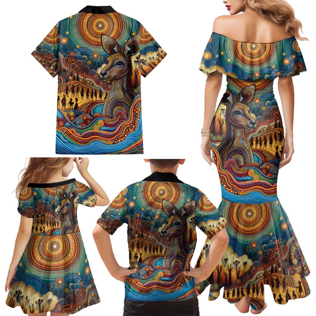 Aboriginal Dreamtime Stories Land Family Matching Mermaid Dress and Hawaiian Shirt