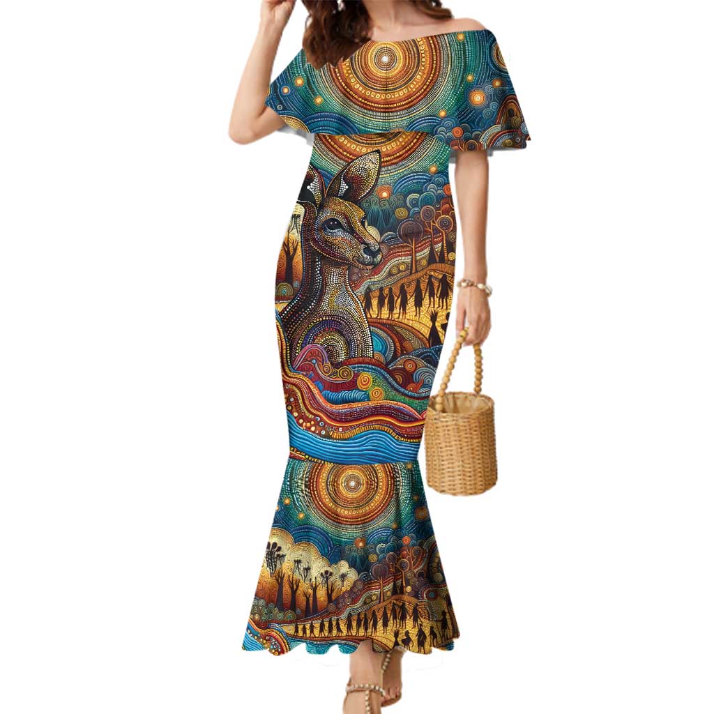 Aboriginal Dreamtime Stories Land Family Matching Mermaid Dress and Hawaiian Shirt